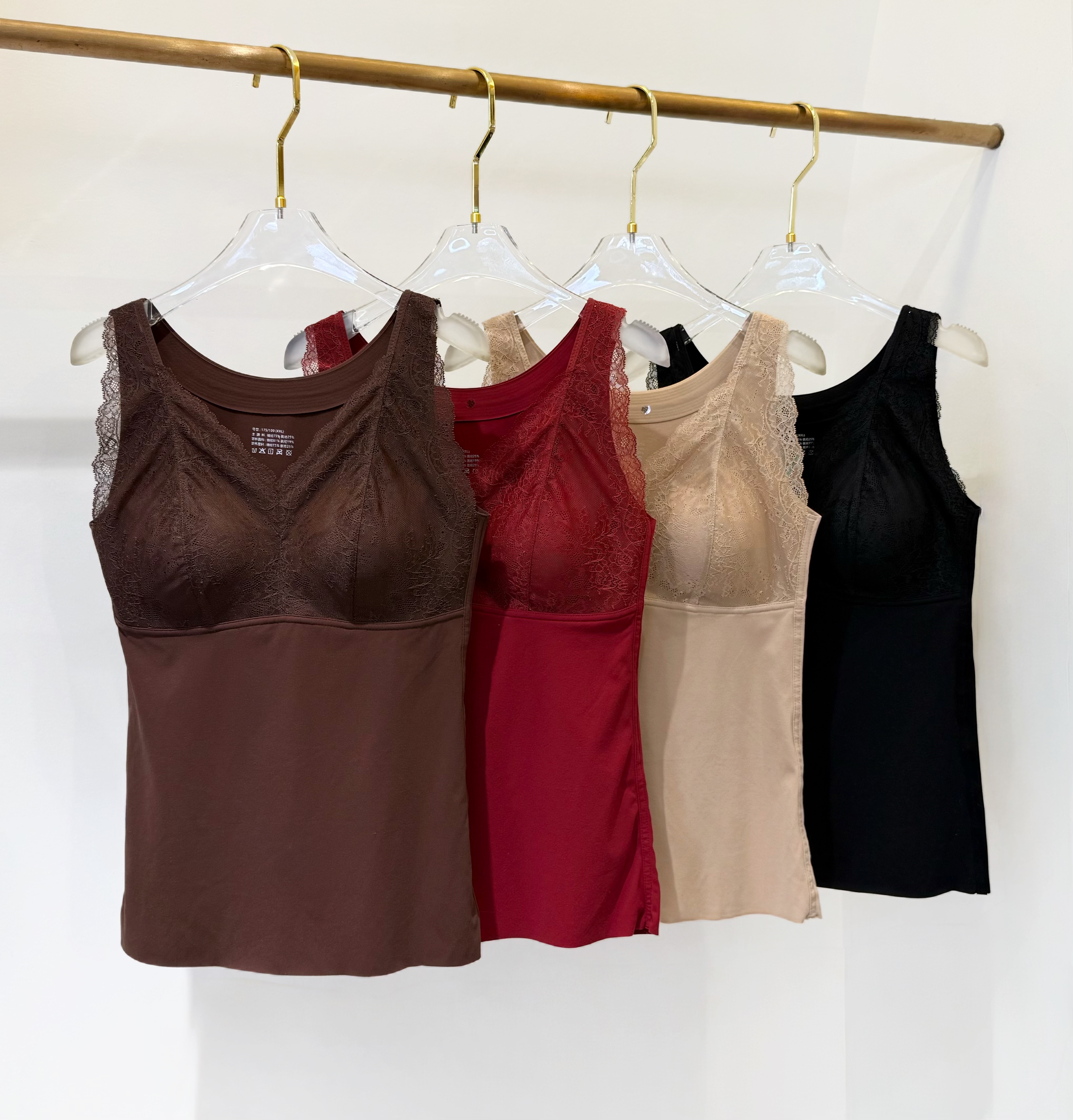 【深圳霞姐】新品上新花卉蕾丝杯面磨毛一体式保暖背心美背