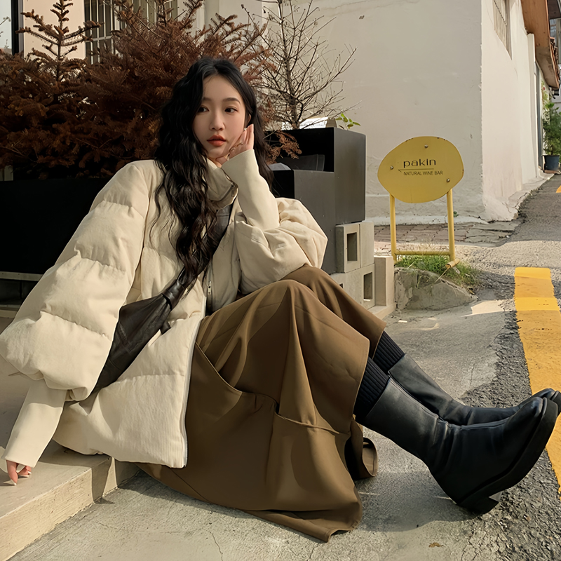 2025年女冬季新短款羽绒棉服立领设计感小众棉衣时尚韩版棉服外套