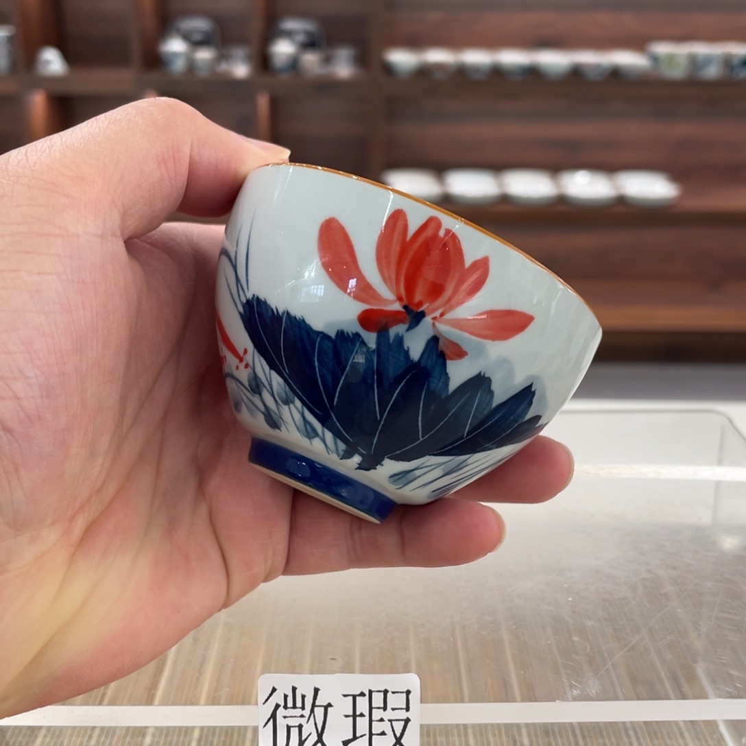 釉下手绘茶具微瑕