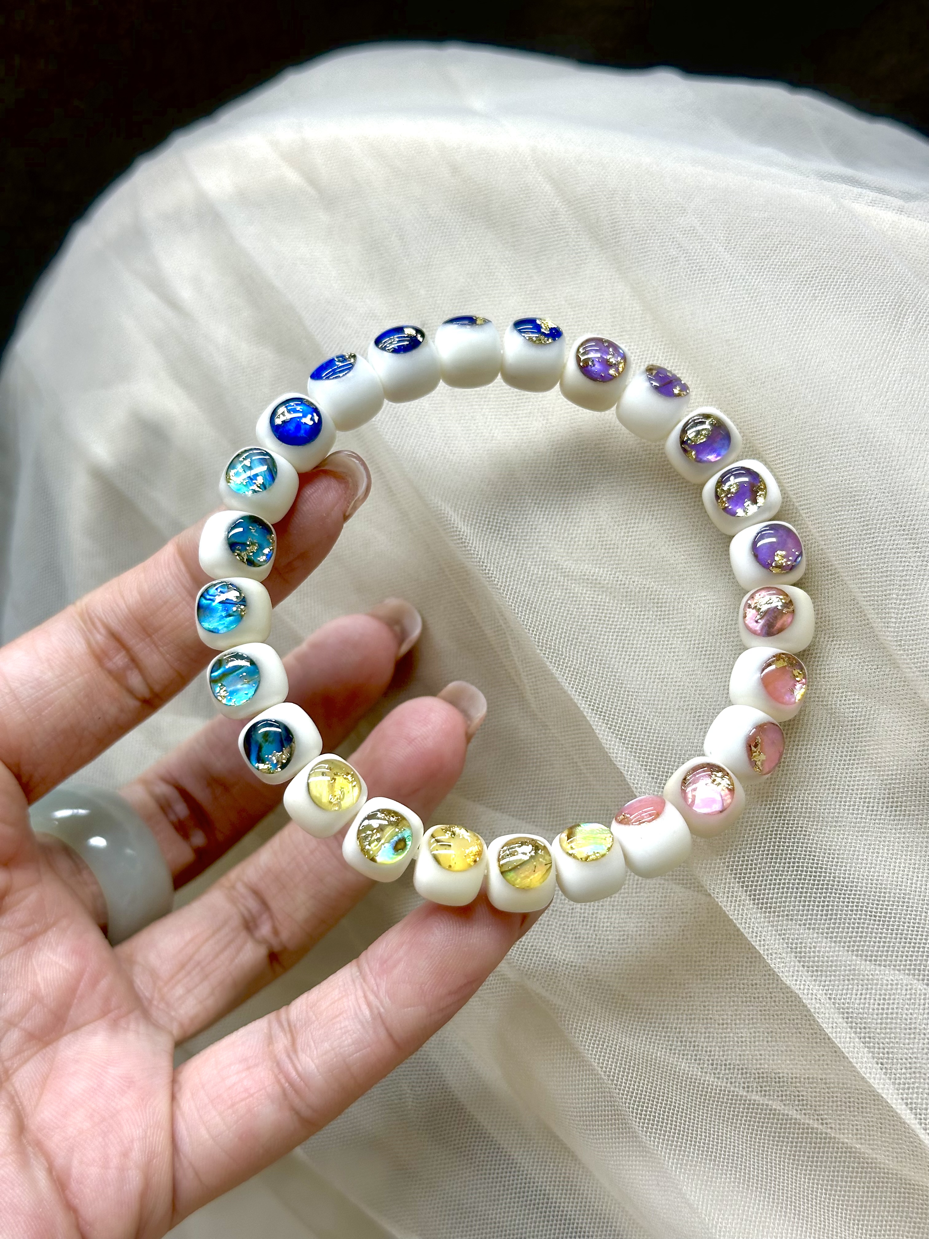 天然辰砂天然白玉菩提手串 P17