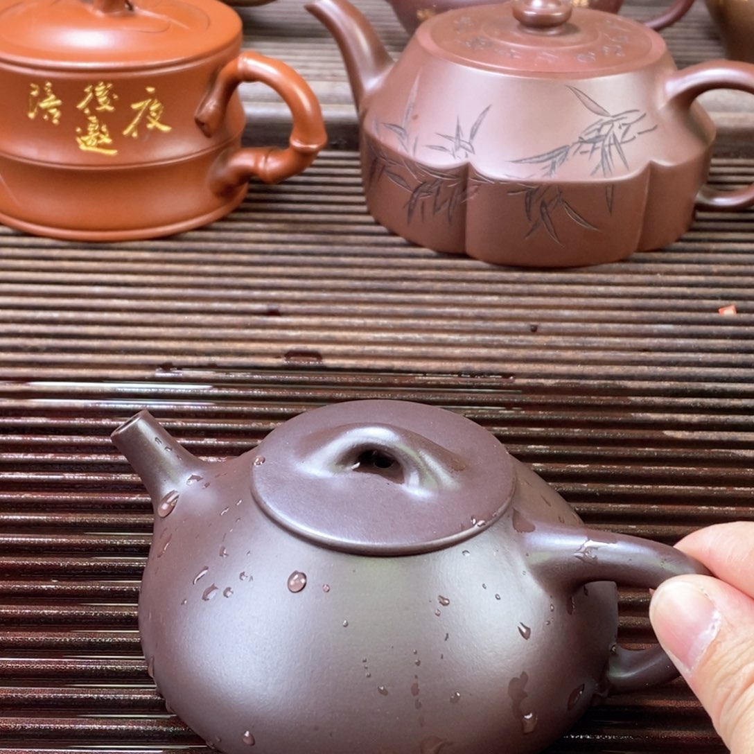 紫砂茶壶白6 石瓢 老紫泥