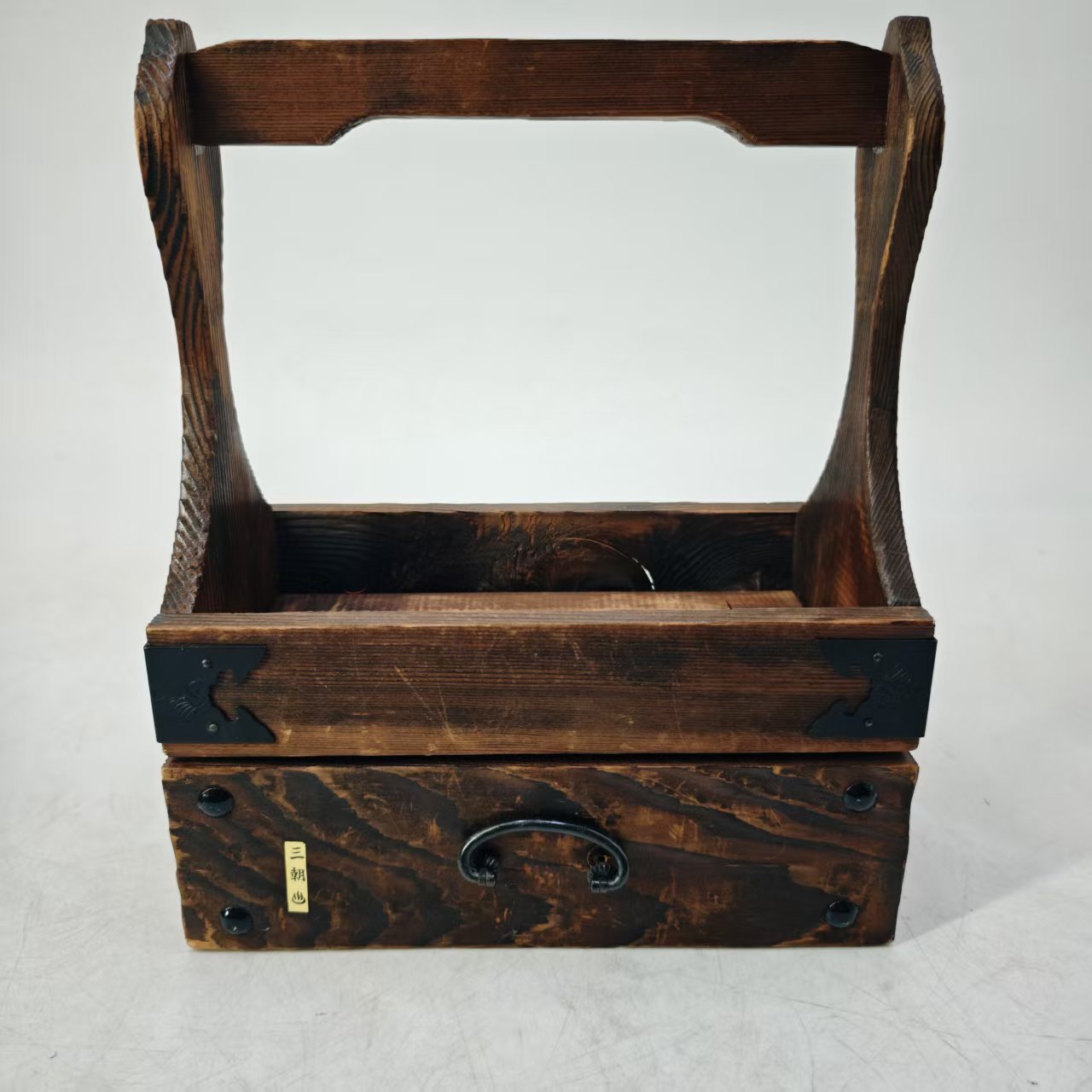 创意时尚镂空木雕复古实木水果盘提篓