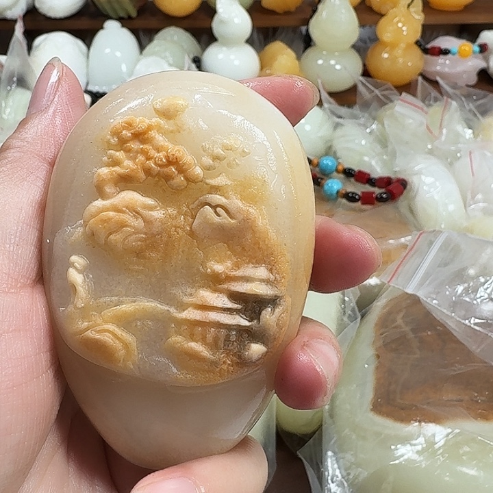 静***熠砖雕石头手把件不退不换