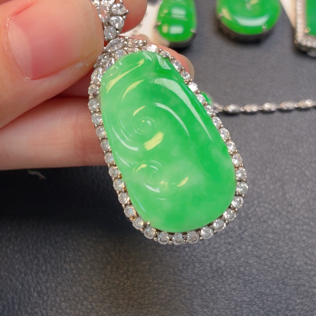 翡翠银S925镶嵌吊坠(不含链)