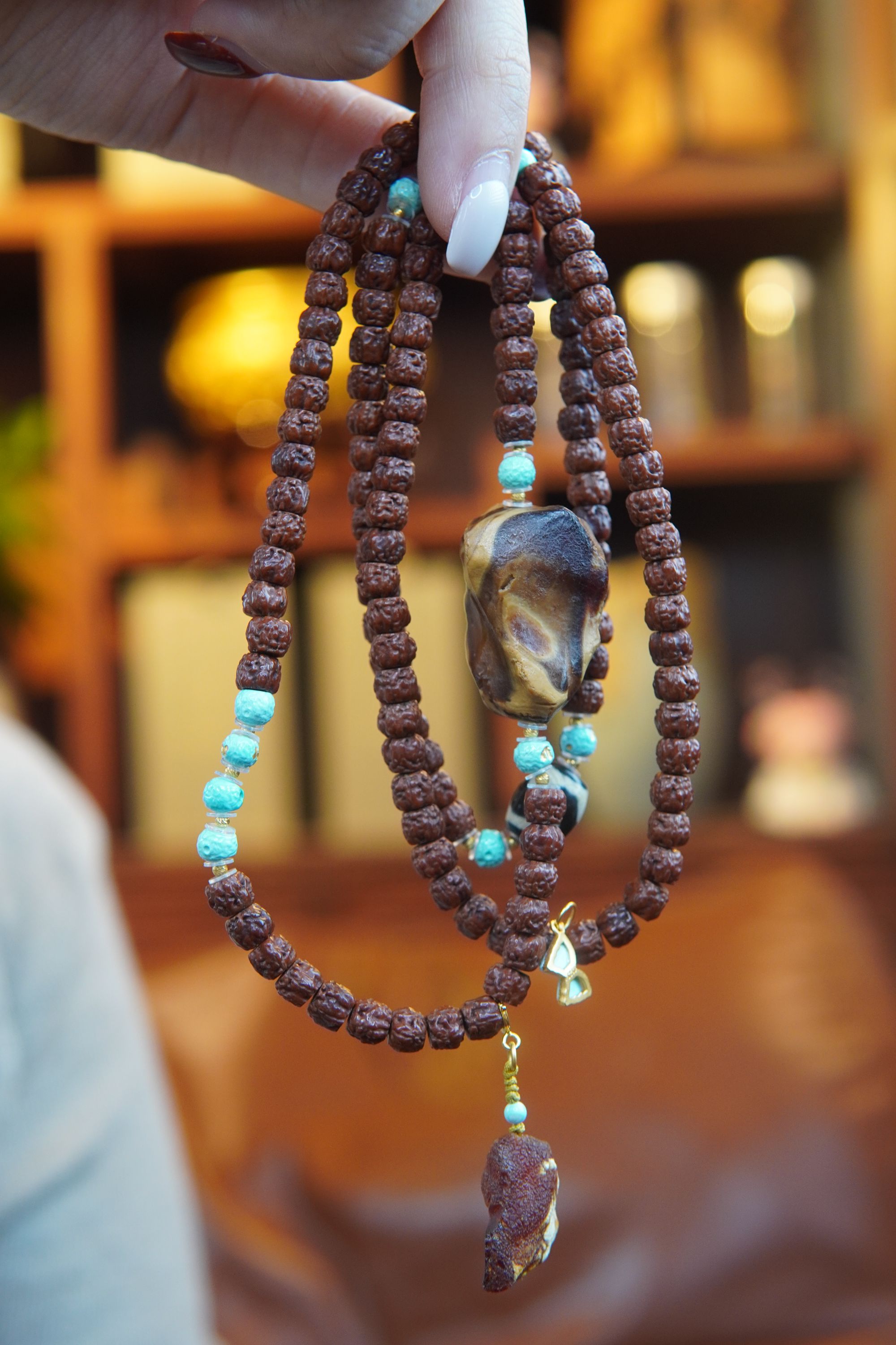 蜜蜡原石手串设计款多圈*佛手小金刚