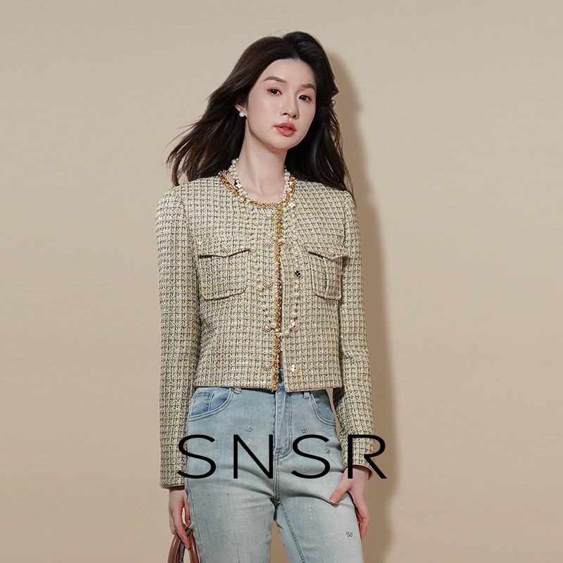 SNSR/圣妮思25秋季新款鎏金细闪小香风花呢短外套243C019WT224
