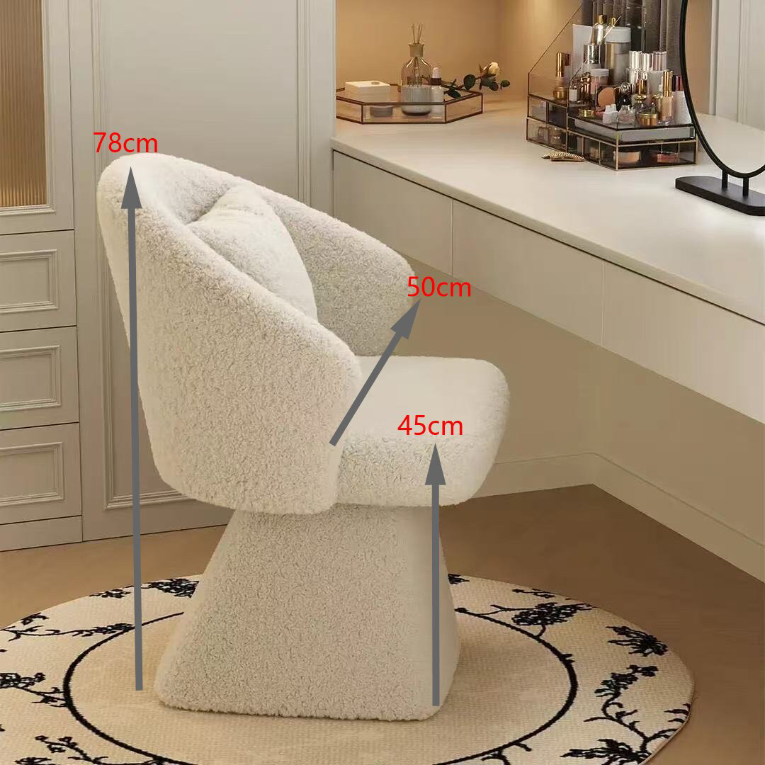 奶油风设计师梳妆台旋转椅子家用卧室衣帽间轻奢简约化妆凳子座椅