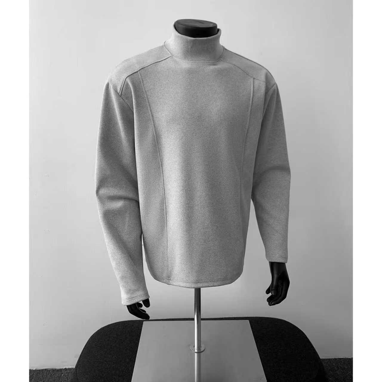 阿叔冬季简约百搭保暖德绒半高领纯色打底卫衣AG-018