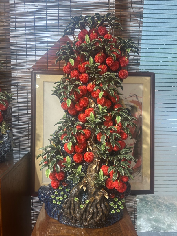 佛山石湾陶艺 荔枝 长60高1米15 超霸气大红荔