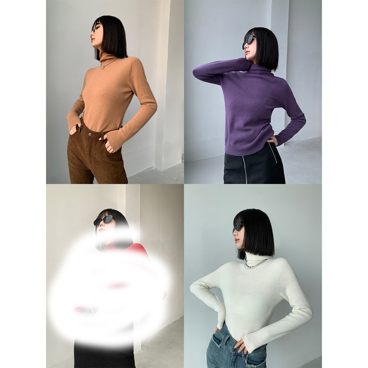 【清】P1229Z2462 打底衫女高领修身内搭毛衣女保暖针织衫