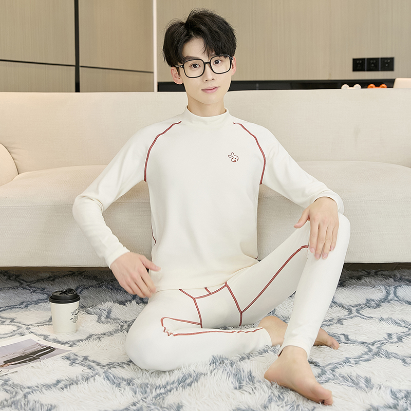 青少年保暖内衣套装男士秋冬季加绒加厚两件套男士初高中学生套装