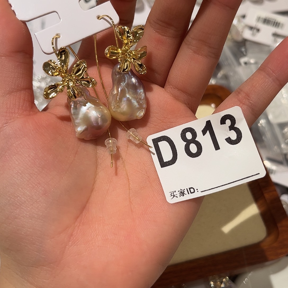 合金淡水珍珠耳饰