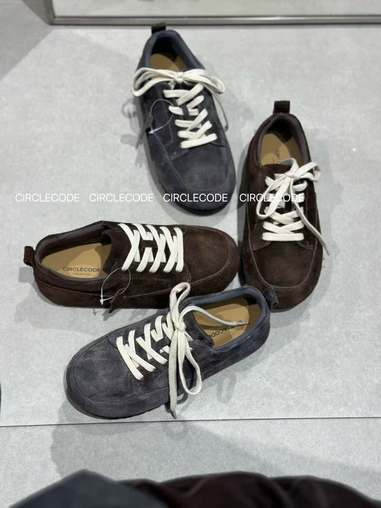 新25新时尚复古厚底增高勃肯单鞋女磨砂真皮系带休闲20-17