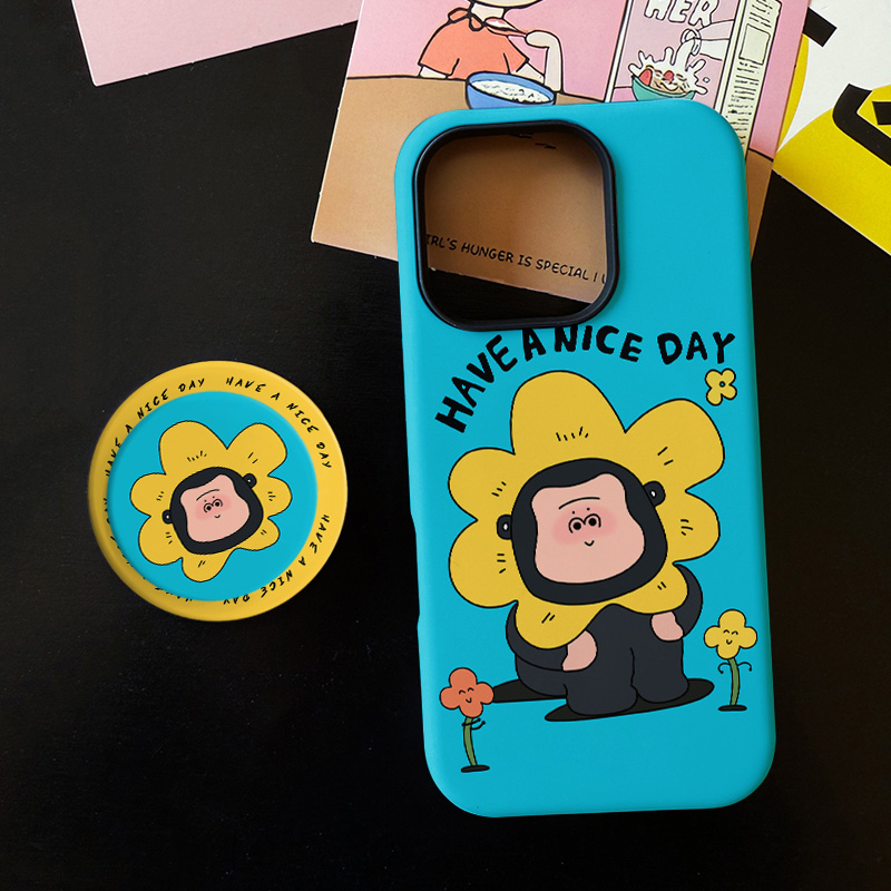 搞怪猩猩花朵菲林二合一适用苹果17/16promax手机壳15/14保护套13