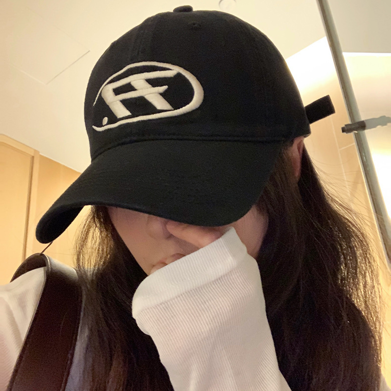 美式复古水洗字母刺绣棒球帽女春夏休闲百搭显脸小大头围棒球帽子