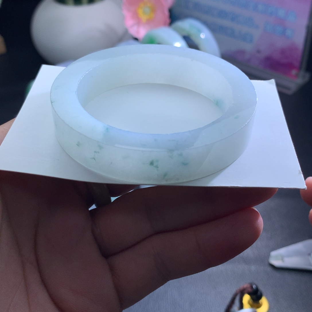 定制翡翠未镶嵌翡翠手镯冰飘花小碎花