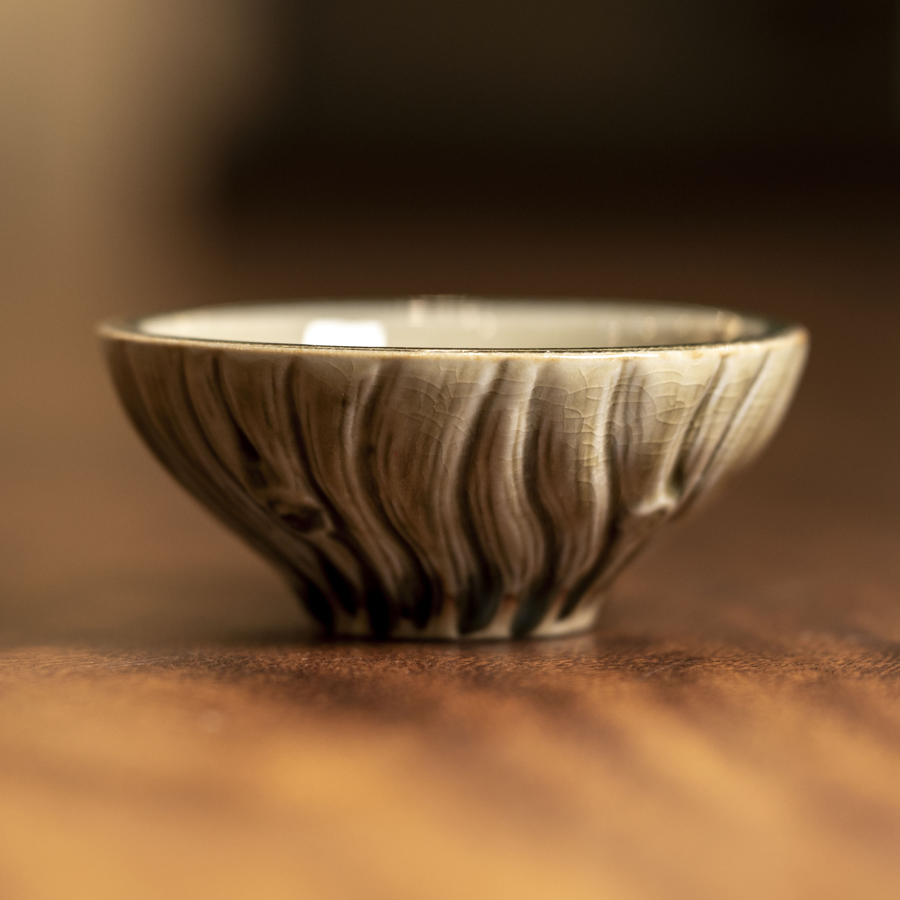 123号—哥窑复古米黄色树桩主人杯