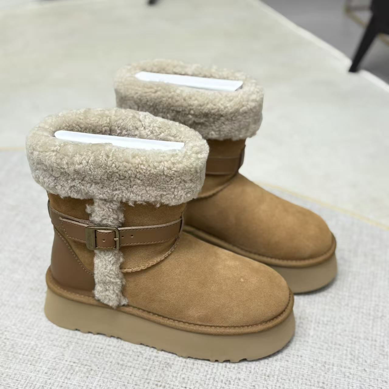 2025新款雪地靴厚底骑士靴低筒真皮时尚百搭冬季保暖加厚