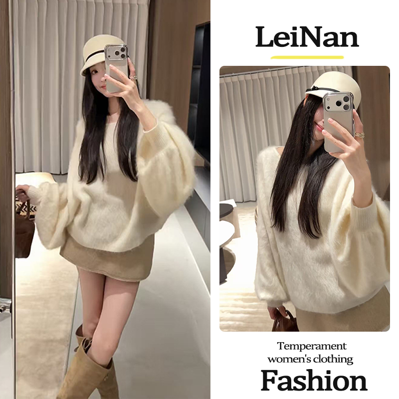 秋冬季2025新款女装流行韩系穿搭小香风气质宽松毛衣半身裙两件套