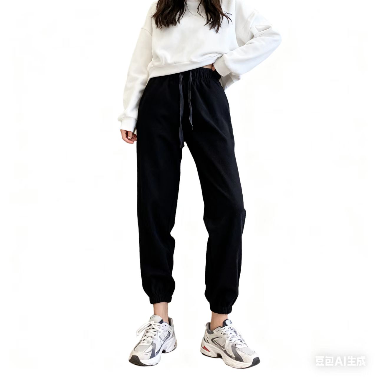 运动裤女秋冬宽松束脚长裤2025新款灯笼卫裤潮牌欧货休闲裤子3786