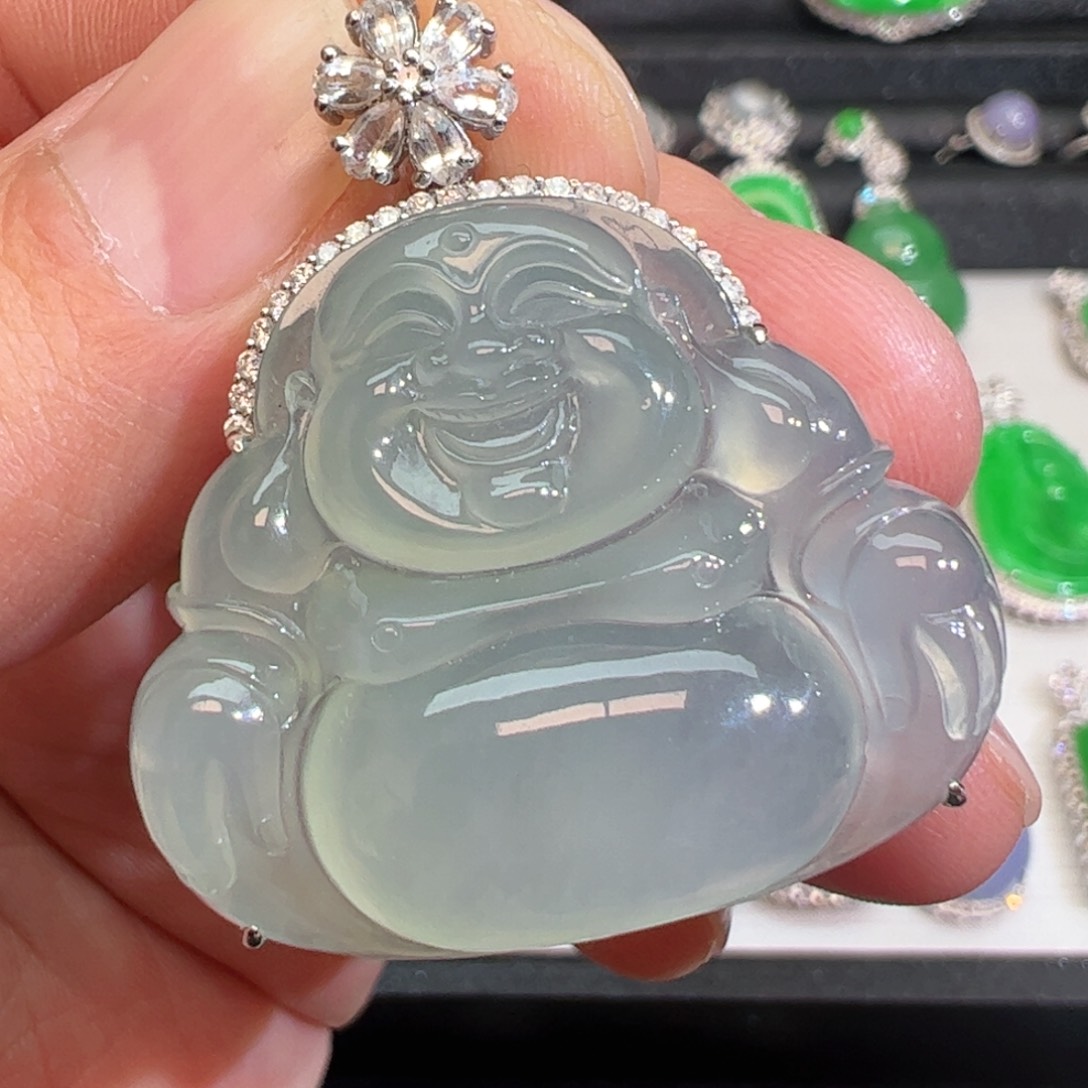 翡翠吊坠(不含链)18K金镶嵌