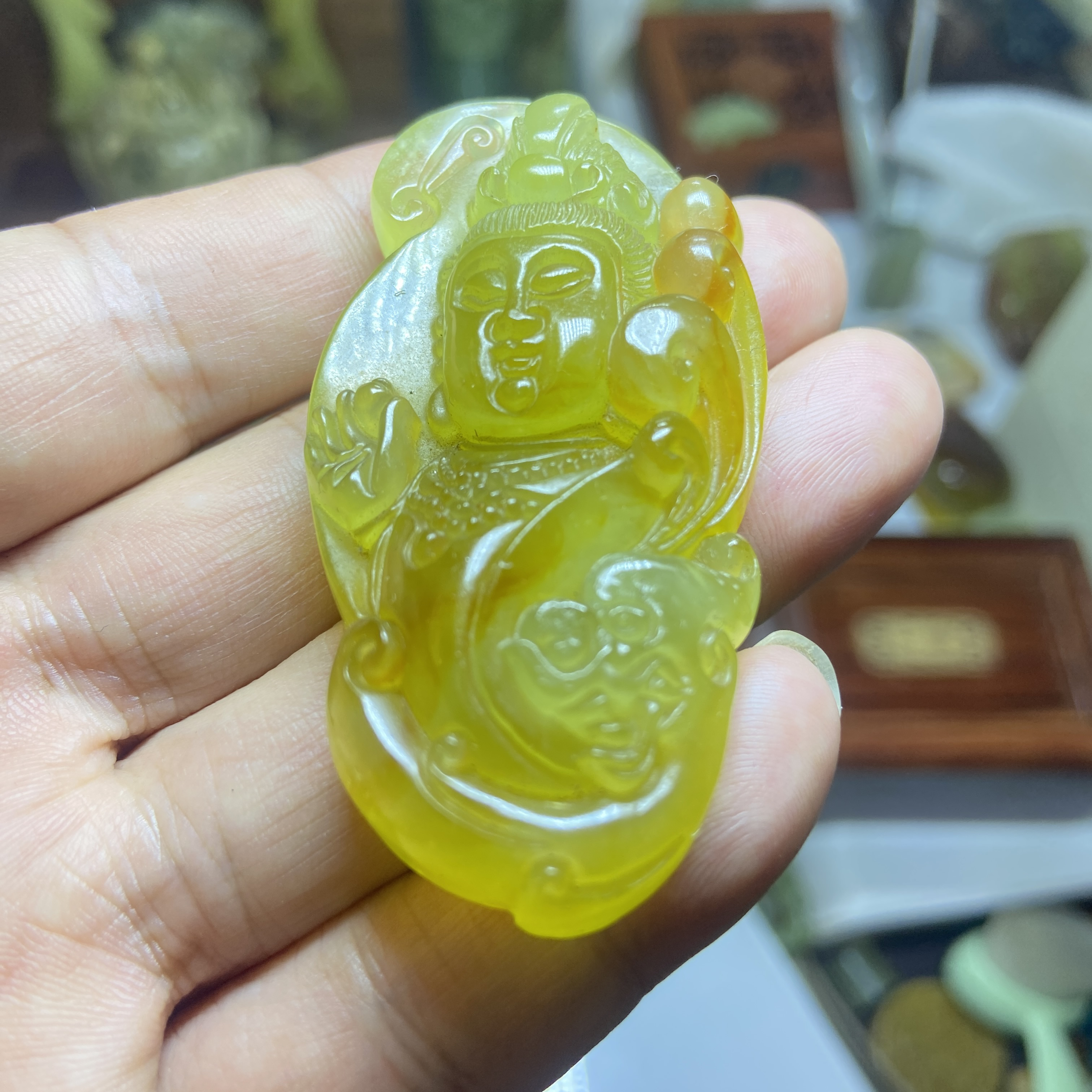 精美岫岩玉花玉观音吊坠手工精雕挂坠