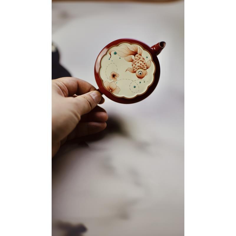 三秋月【有鱼有余】壶喝茶饮茶家用手工精美茶具陶瓷纯手工全手工