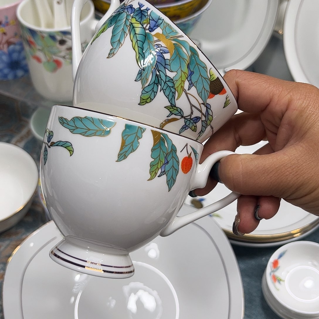 瓷片荔枝咖啡杯两个