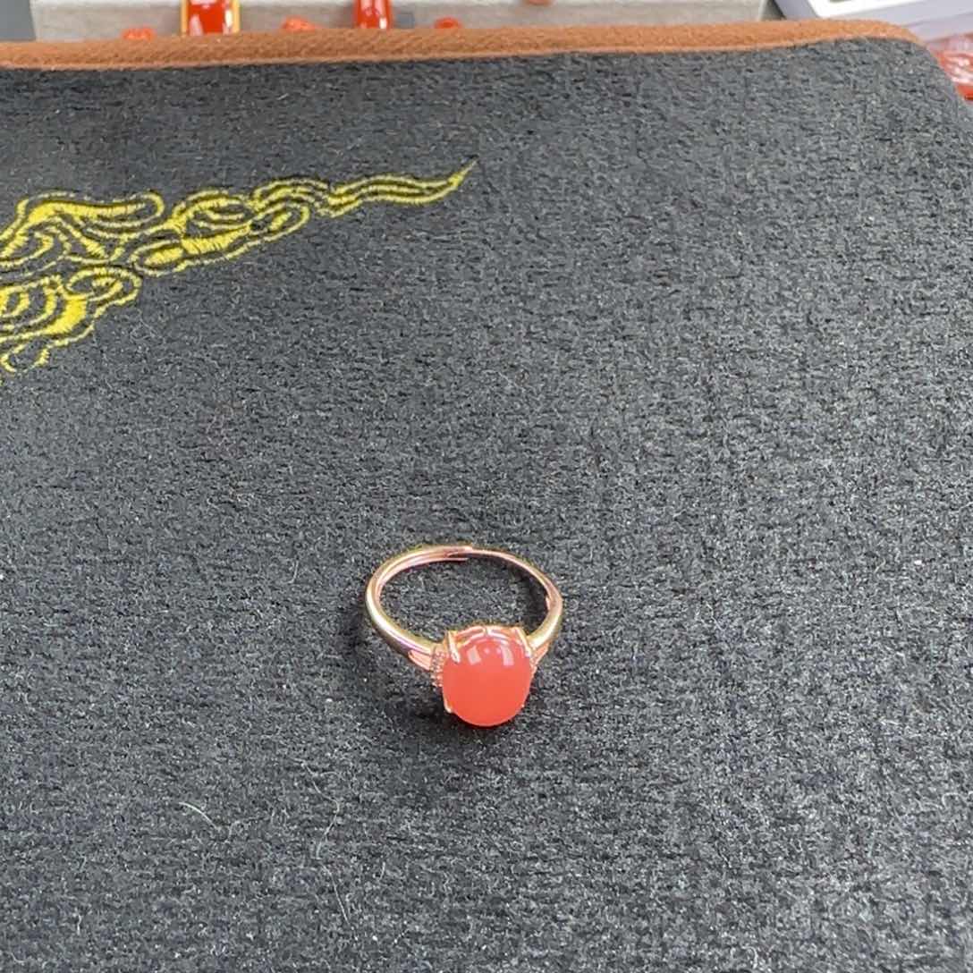 南红玛瑙福利款冰粉925银镶嵌戒指银S925镶嵌