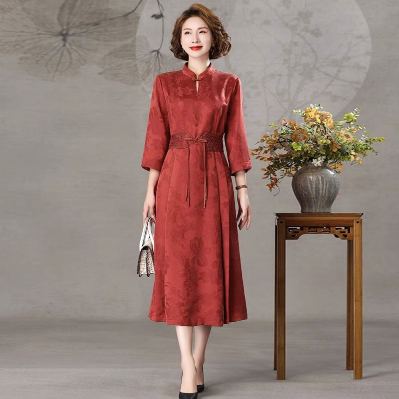 王小鸭气质优雅女礼服连衣裙春夏款端庄时尚旗袍新中式裙子妈妈装