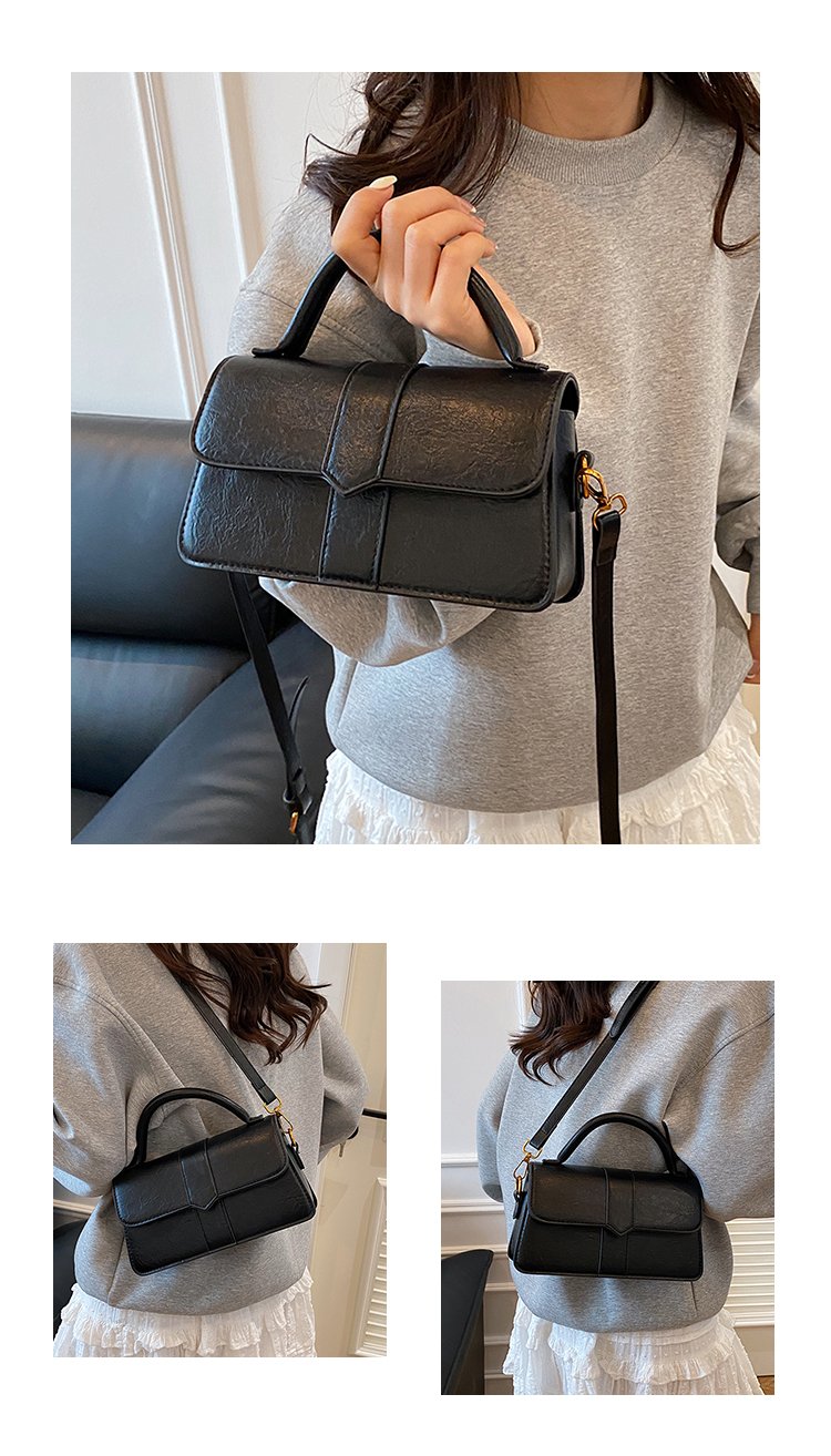 韩版手提复古风单肩斜挎包街头潮流纯色简约百搭肩包