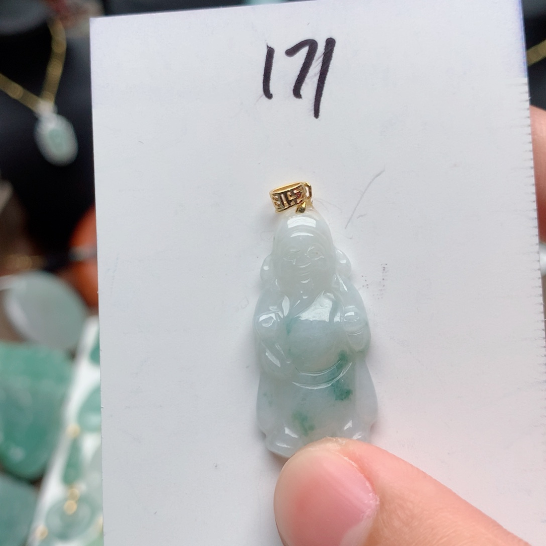 翡翠颈饰银S925镀金镶嵌吊坠