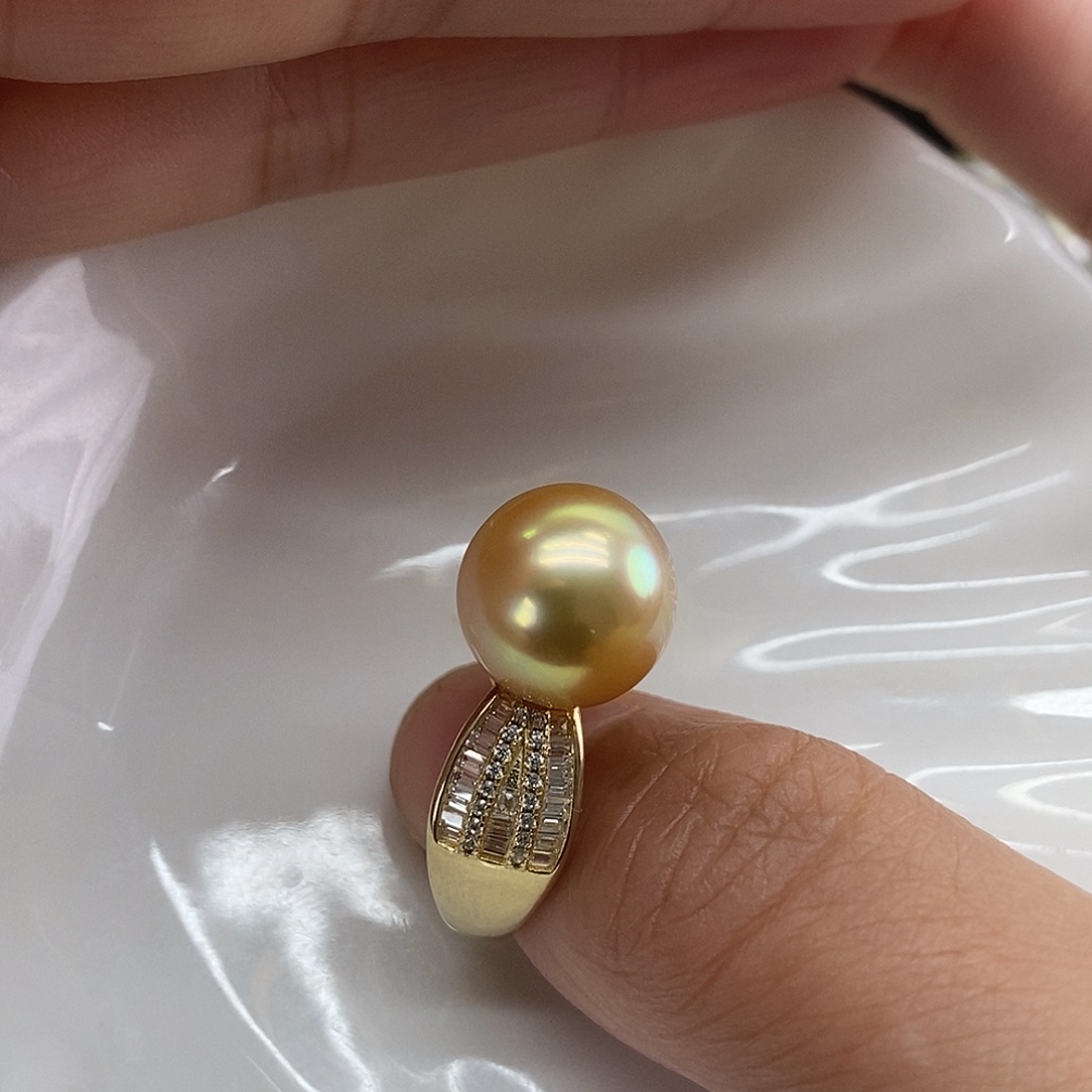 戒指银S925镶嵌海水珍珠