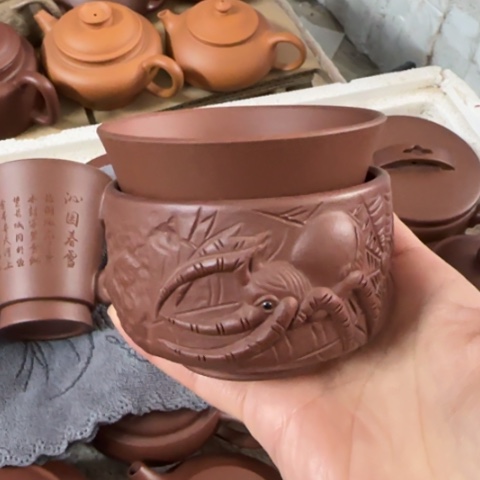 紫砂茶壶天**运底槽清主人杯