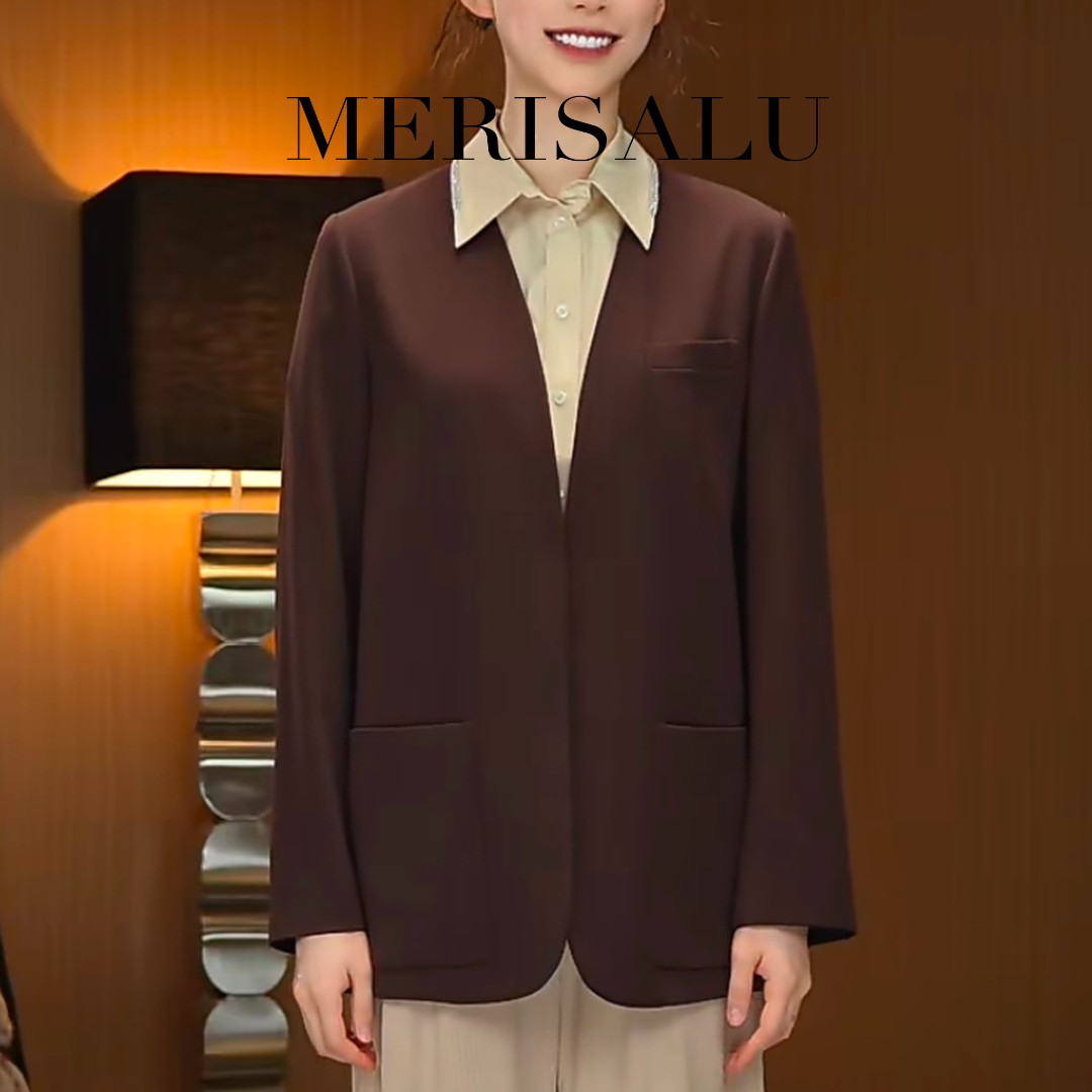 MERISALU【CHEN STUDIO】纯色V领秋季西装简约宽松型设计师时尚