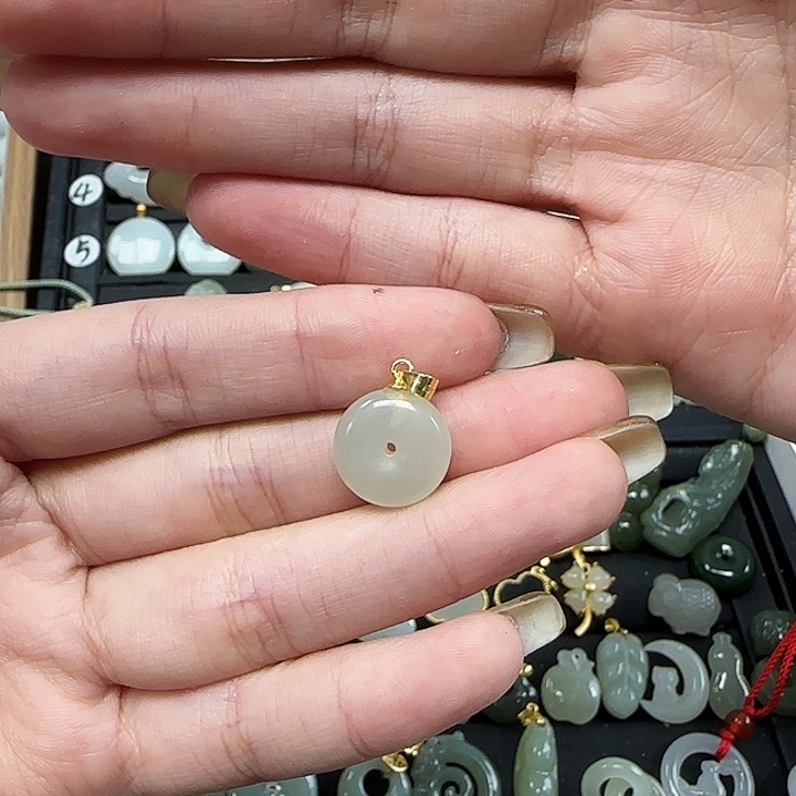 和田玉颈饰银S925镶嵌