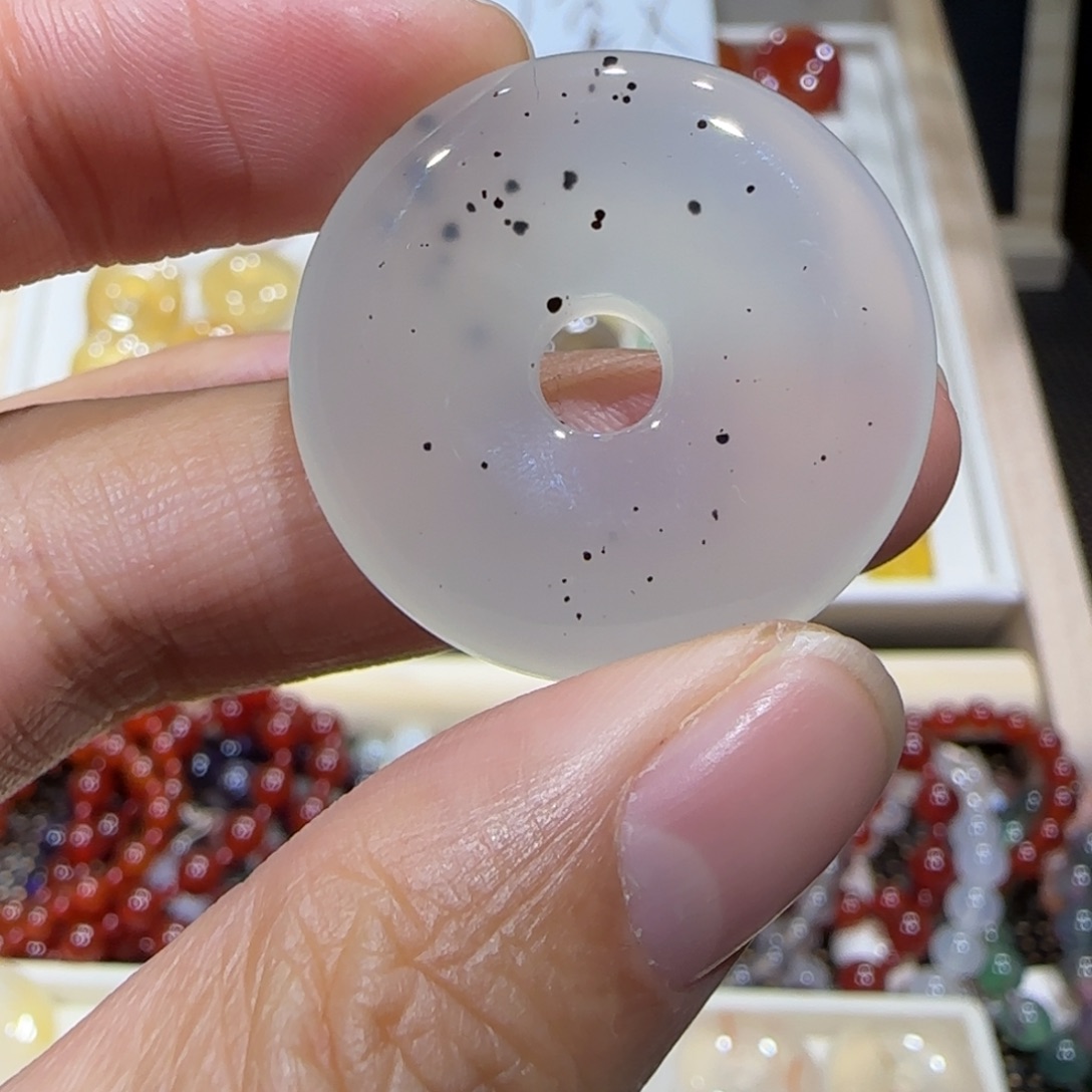 玛瑙/玉髓未镶嵌手镯水墨平安扣30mm福利