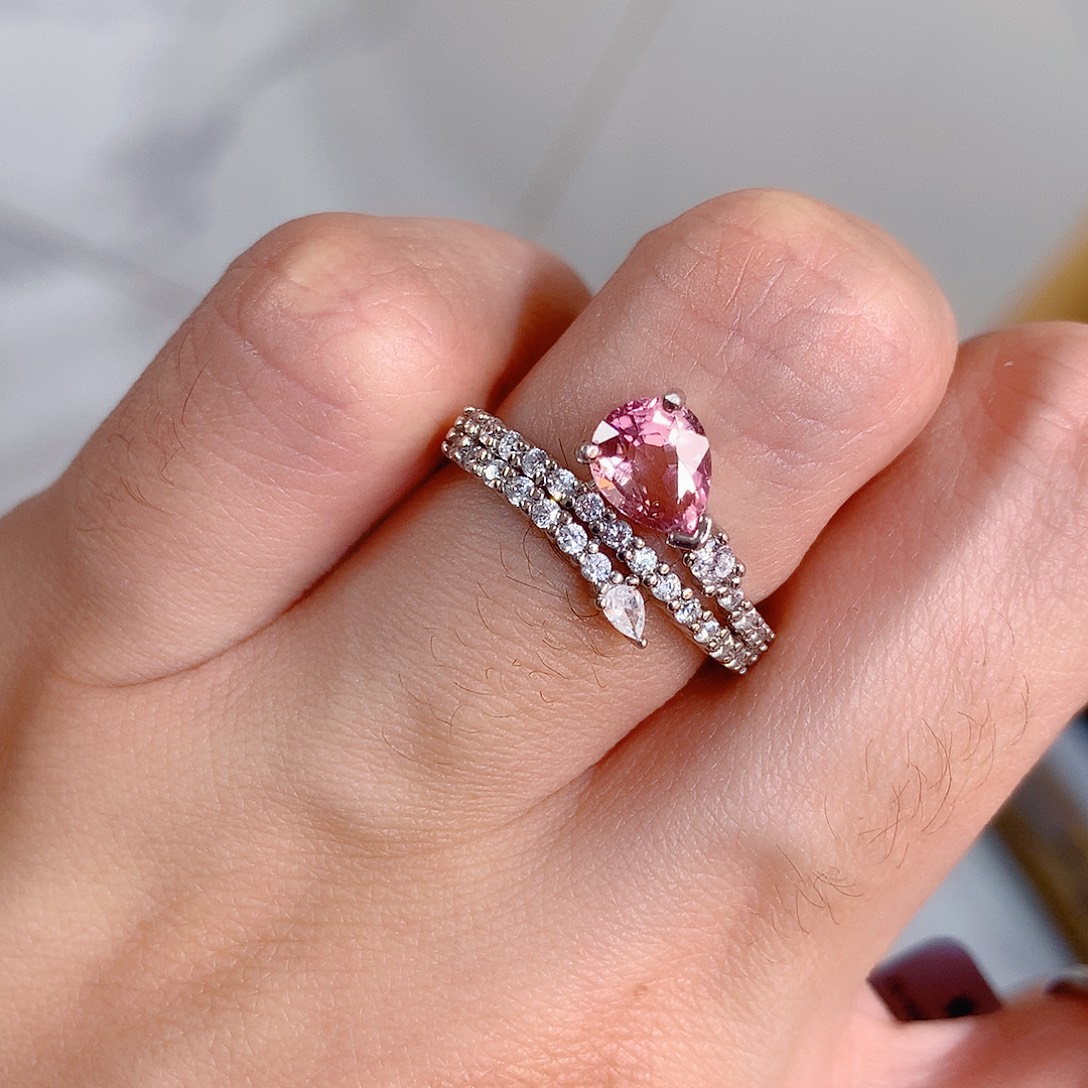 银S925镶嵌碧玺戒指戒指