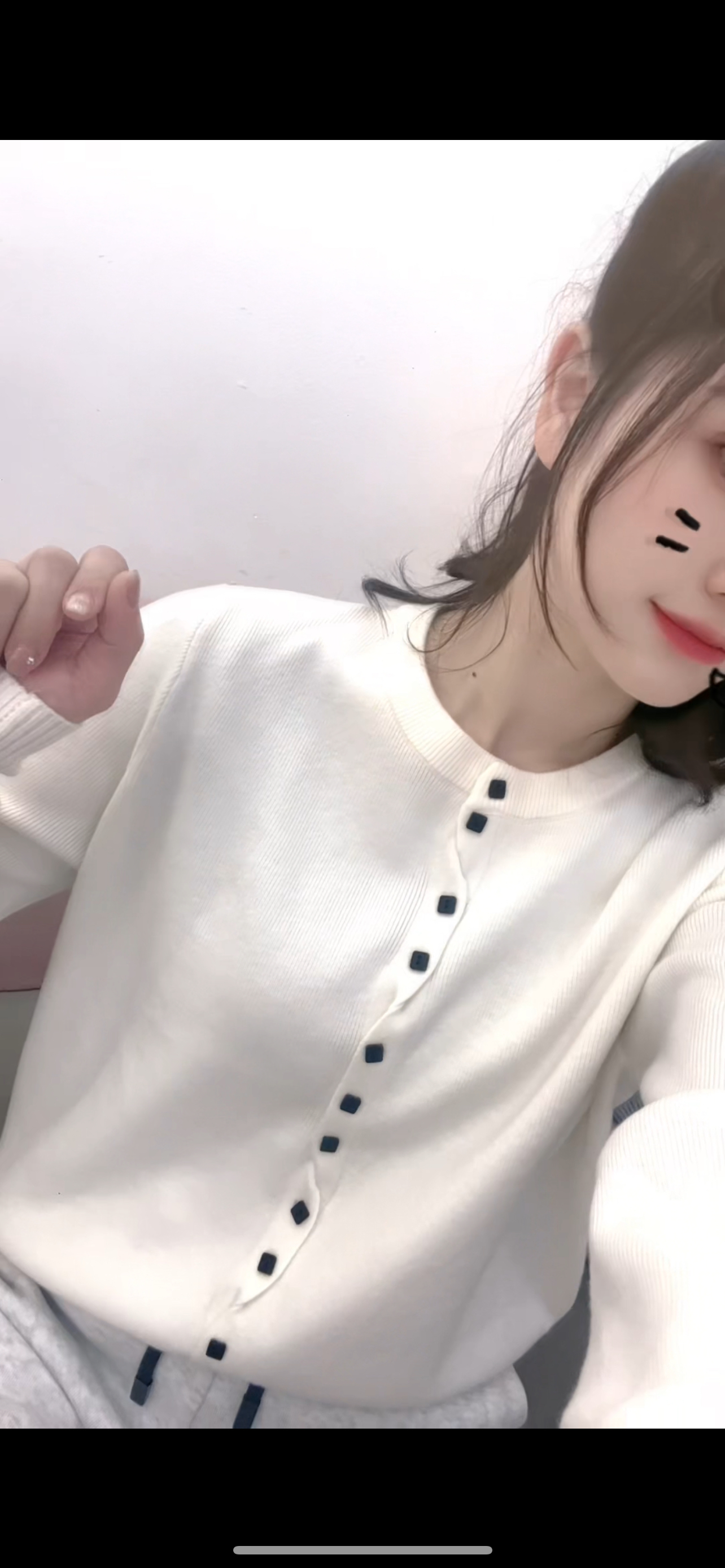 纯色气质 方扣毛针织衫百搭