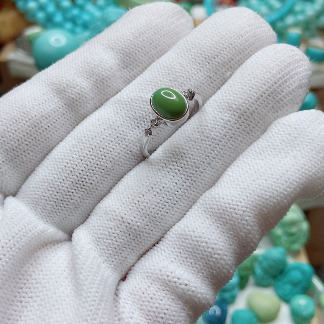 绿松石银S925镶嵌戒指