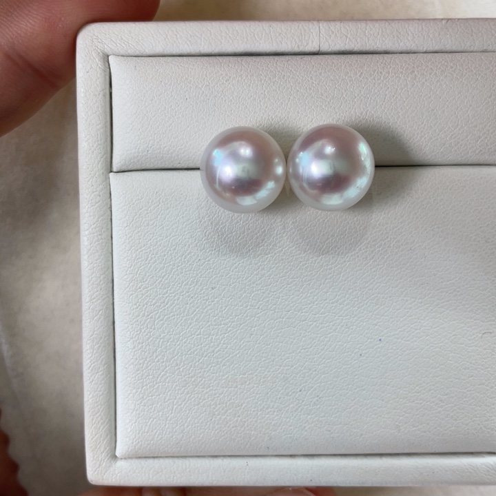 18K金镶嵌耳饰海水珍珠小****?澳白11-12m m