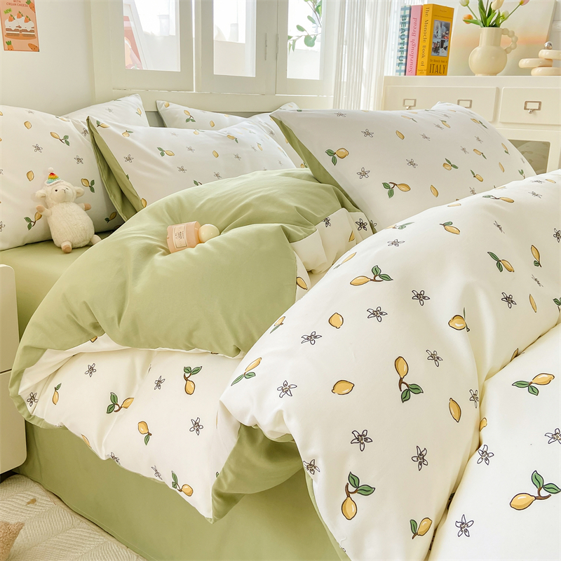 水洗云朵棉双层纱床笠四件套小清新单双人学生三件套床上床单被套