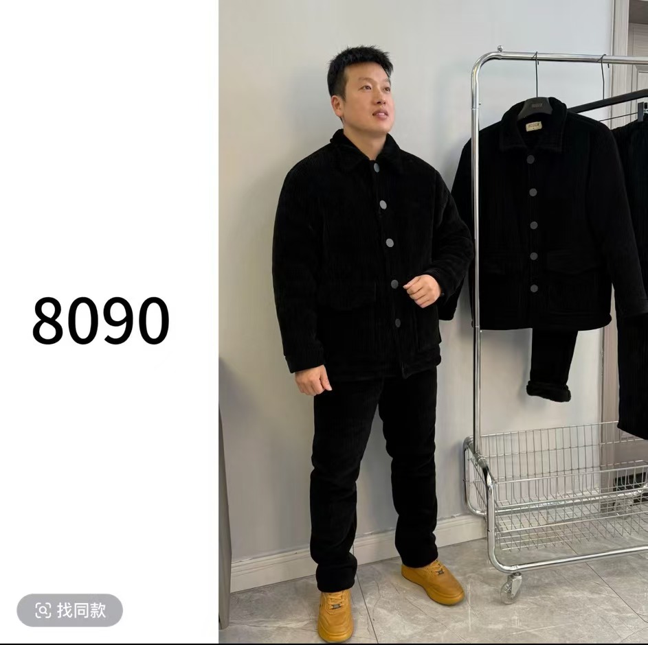 过冬必备【8090暖居】雪尼尔翻领套装冬款男士三层加绒加厚NJ-23122