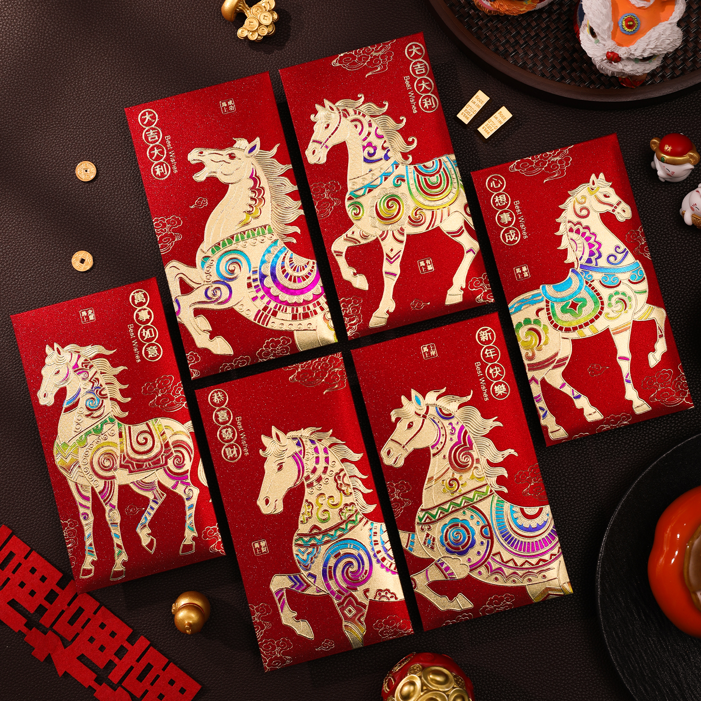 七彩马年红包2026新款新年红包袋创意磨砂千元利是封过年压岁包