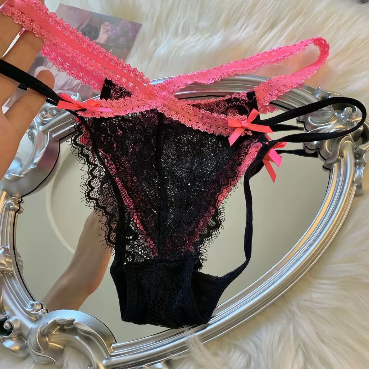 法式性感低腰蕾丝内裤女夏季薄款镂空交叉纯欲三角裤