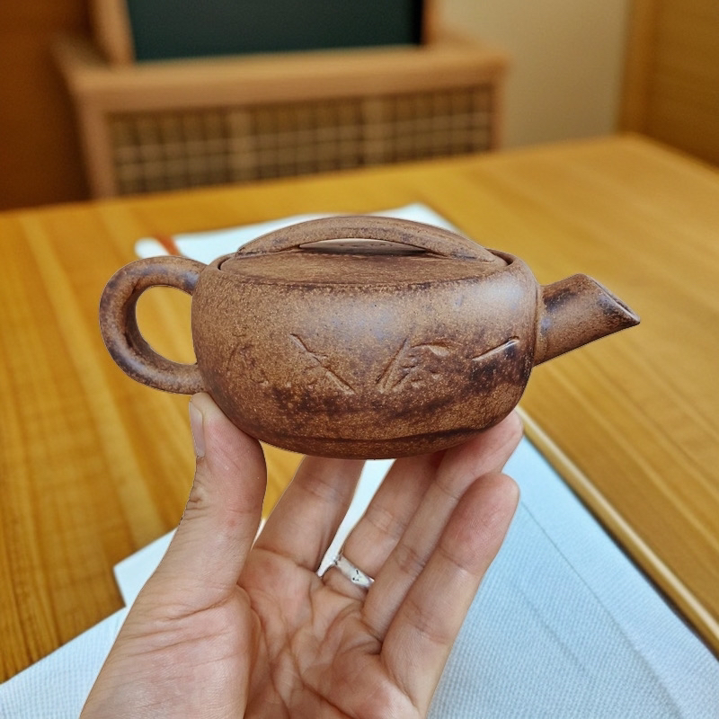 （拿）一念成佛汉瓦壶150mI粗陶原矿老岩泥手工正宗汉瓦壶一片瓦