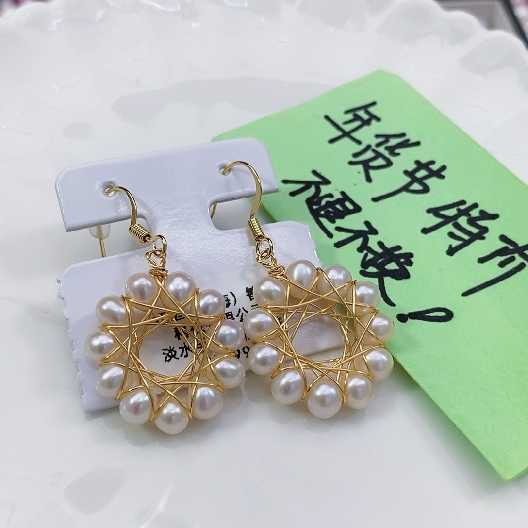 淡水珍珠耳饰银S925镶嵌