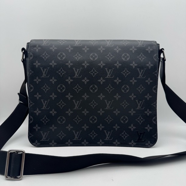 95新 LouisVuitton/路易威登 97新黑老花翻盖邮差包芯片款2695