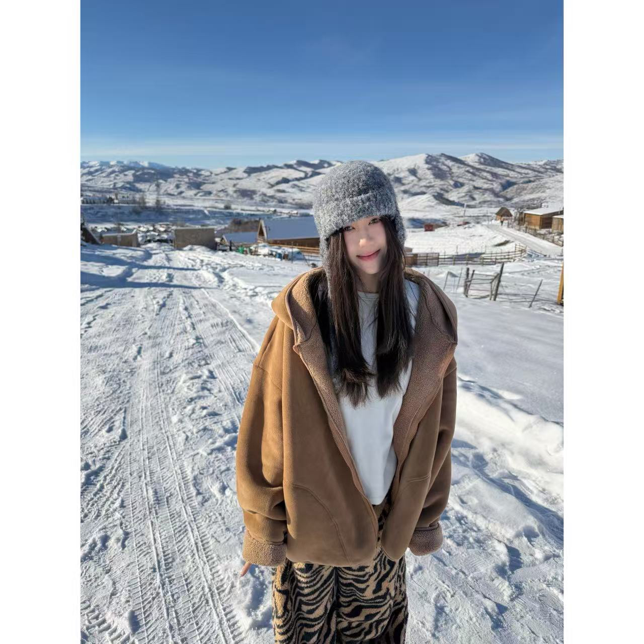 【CHENWANFAN】双面颗粒绒保暖连帽卫衣外套软糯加厚256