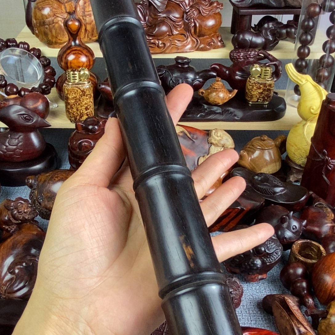 檀香木紫光檀竹节香筒